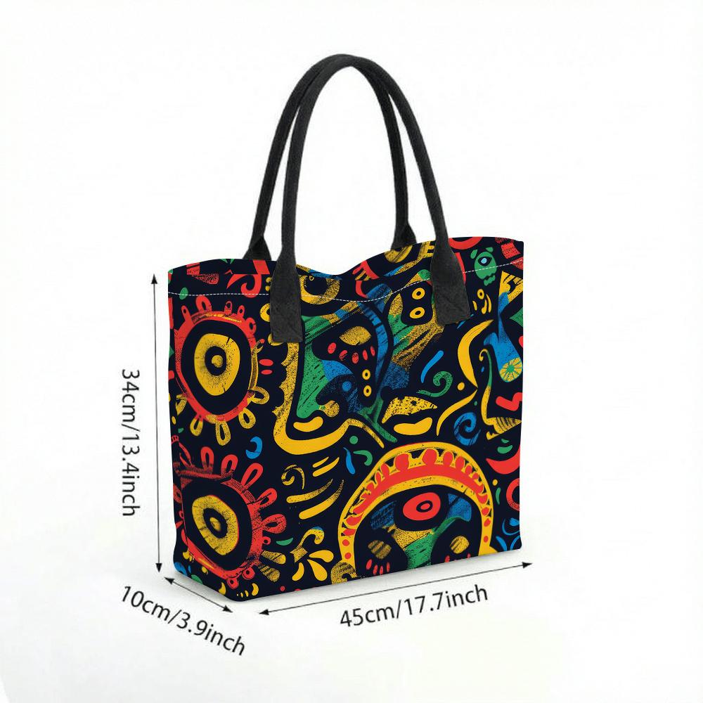  Colorful Graffiti Tote Bag Casual Large Capacity Shoulder Handbag for Daily Use