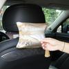 Retro Embroidery Car Mounted Tissue Box Holder Sun Visor Fabric Armrest Box for Car Tissue Bag Household Storage Items