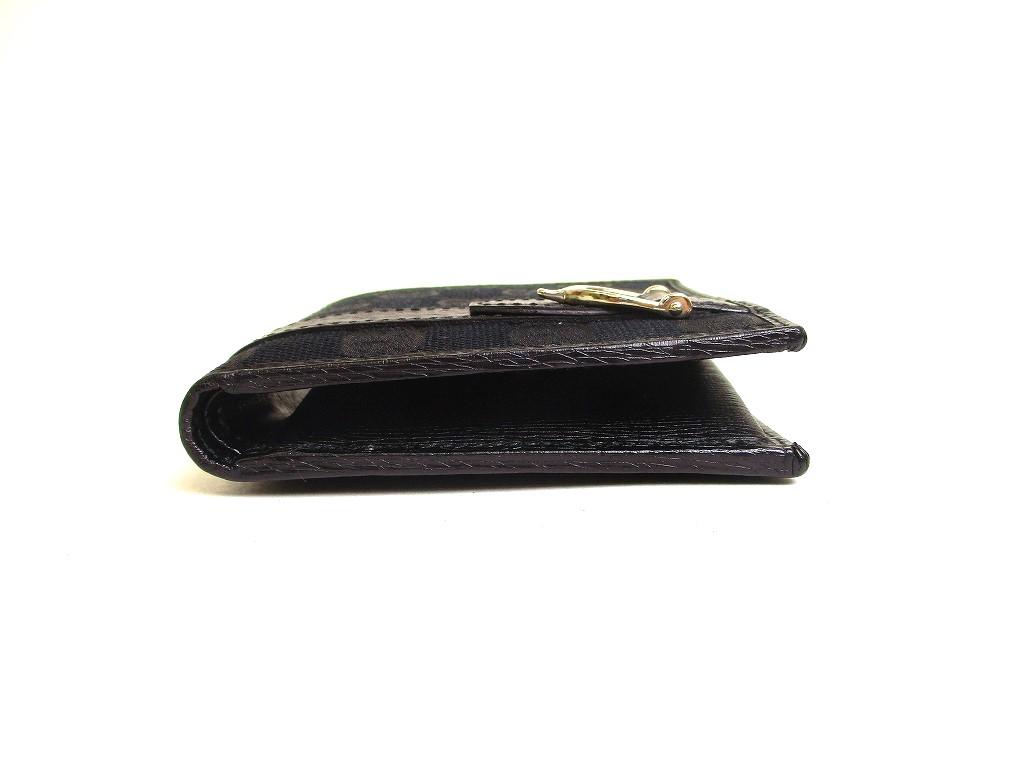 Authentic GUCCI GG Canvas Black Leather Bifold Wallet Compact Wallet #a187  Refurbished