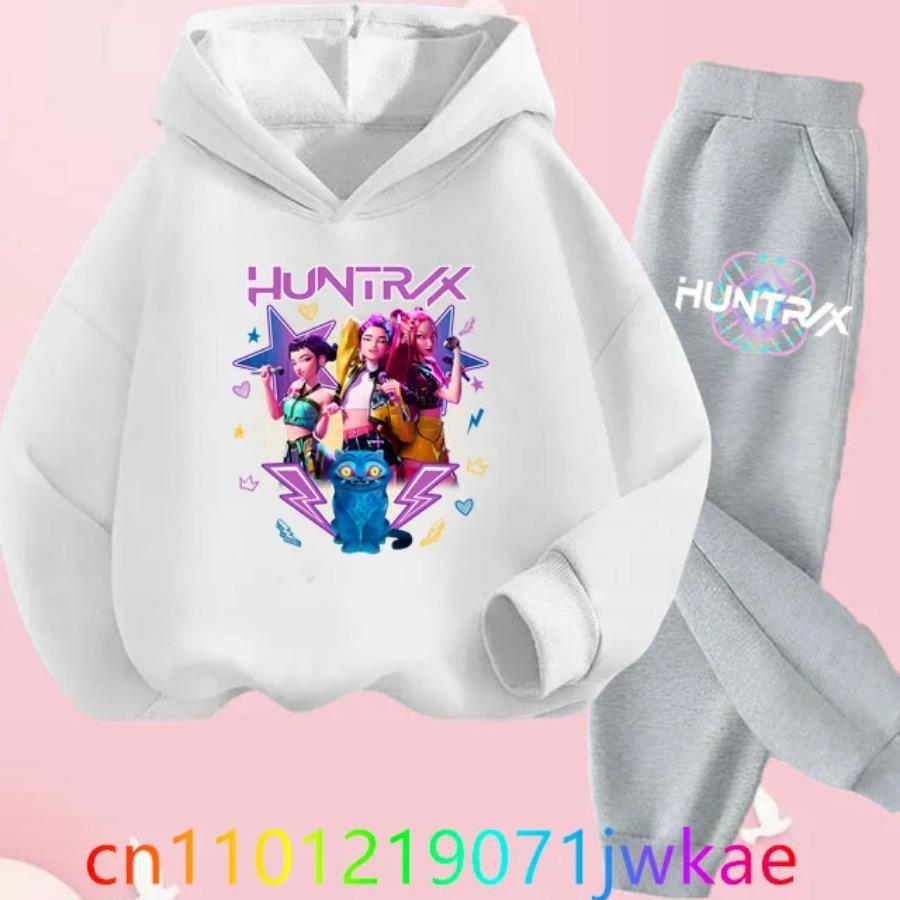 Kids Hoody Suit KPop Demon Hunters Printed Children's Clothing Y2K Hoodies+Pants Sports Sets