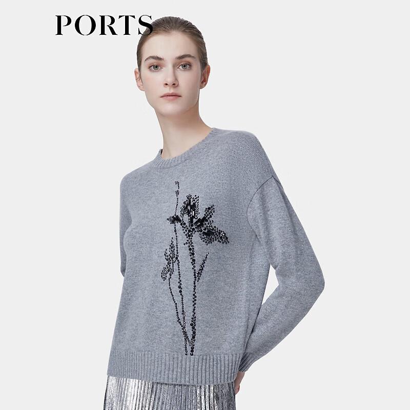 PORTS Women's Hand-Embroidered Wool-Cashmere Knit Top
