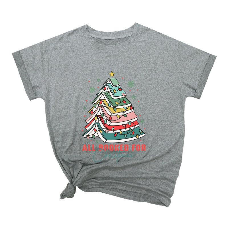 Weihnachtsschleife Kreativ Bedruckt Trendig Baumwoll-Top Lässige Sportbekleidung Locker Damen-T-Shirts Damen