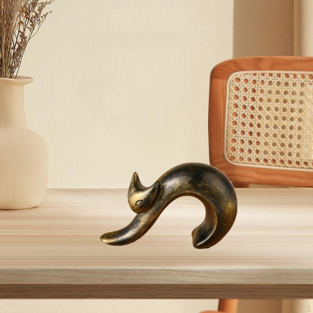 Abstract Cat Figurine Animal Statue Artificial Home Decoration Resin Ornament Kitten Sculpture for