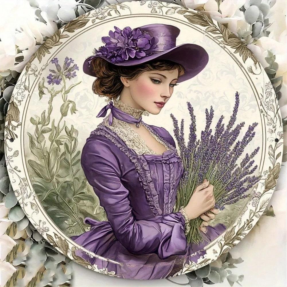 

Round Vintage Lady Portrait 8 Inch Aluminum Wall Art Engraved Plate Home Decor 20x20 різнокольоровий