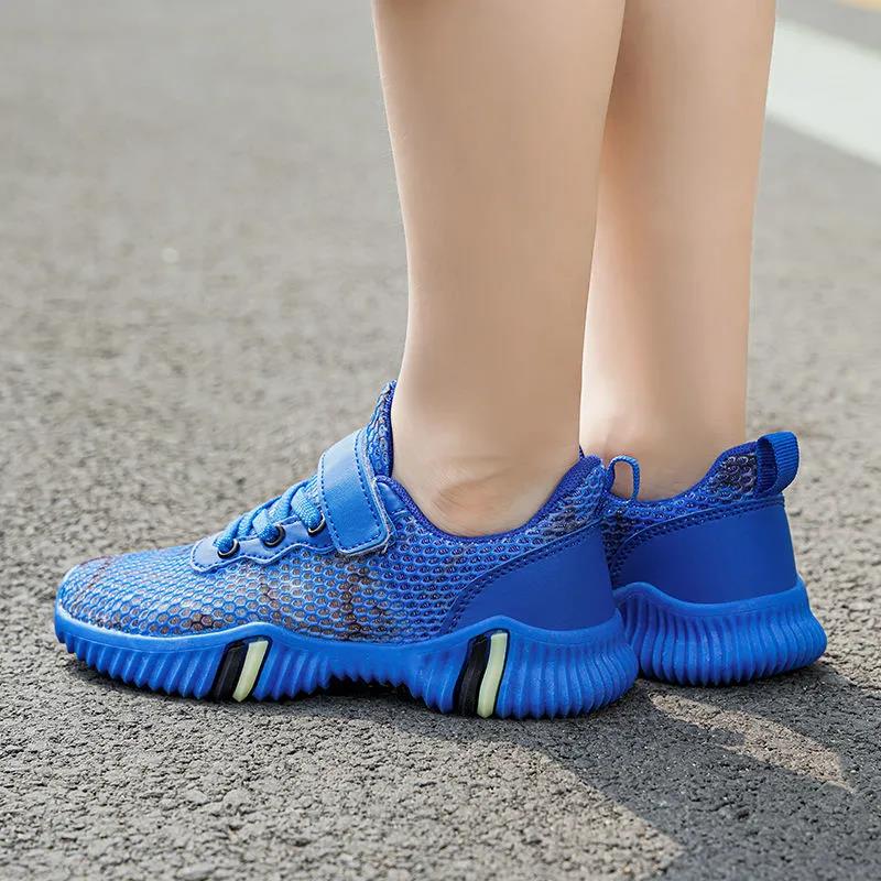 Dětské letní lehké ležérní síťované boty s pevnou podrážkou, měkkou podrážkou, protiskluzové běžecké boty, nárazuvzdorné venkovní vycházkové tenisky