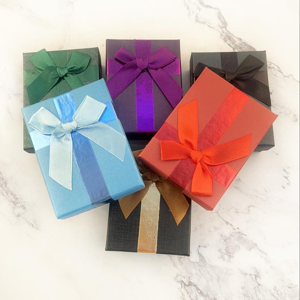 12 יחידות סט תכשיטים מקרטון קופסת מתנה עם פפיון טבעת שרשרת צמידים עגיל קופסאות אריזה למתנה עם ספוג בפנים מלבן