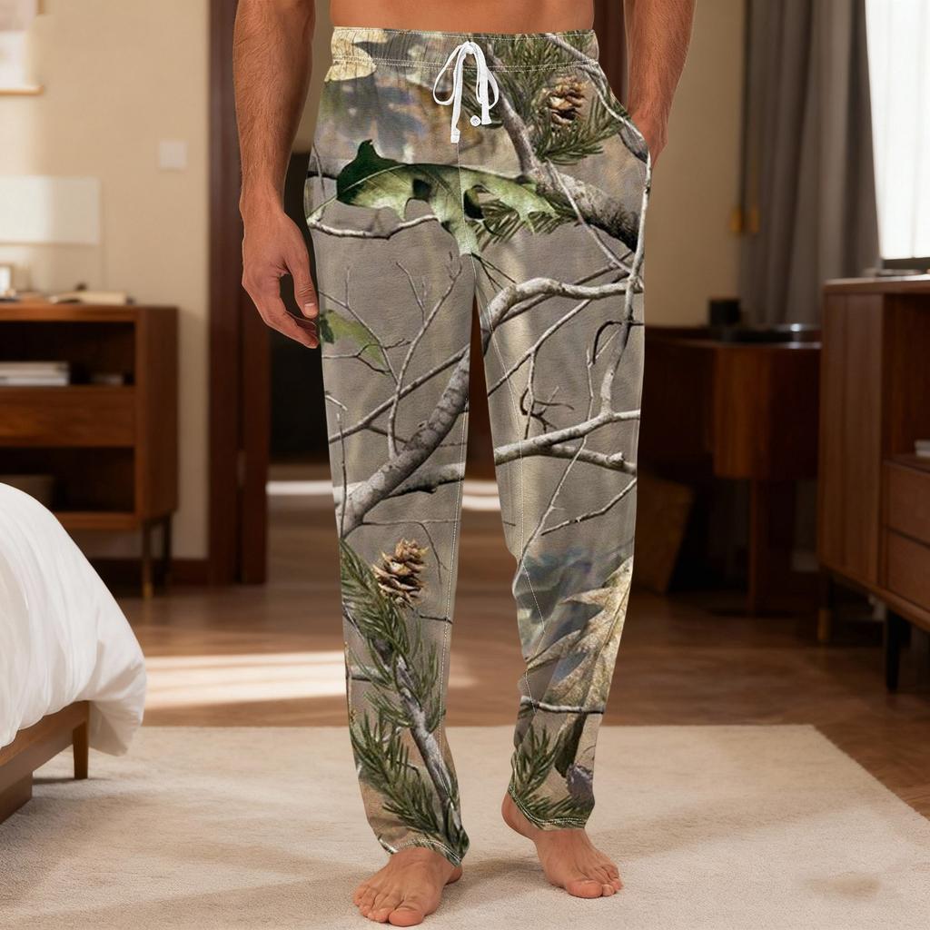 Pantaloni casual da uomo con coulisse, tasche e polsini, pantaloni da casa per dormire