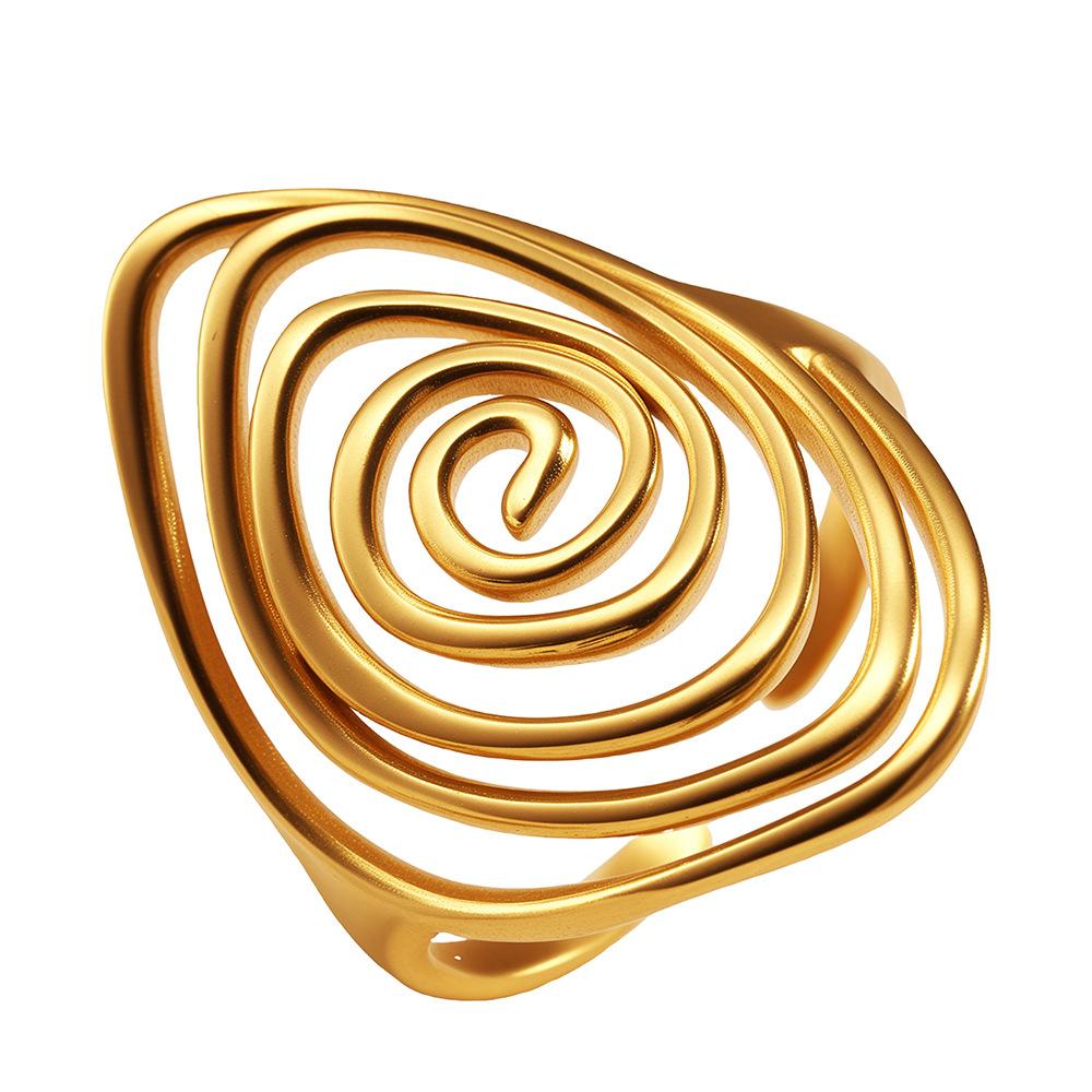 Retro Geometric Spiral Swirl Open Ring Stainless Steel Gold Color Trendy Finger Rings Minimalist Jewelry Gift Wholesale