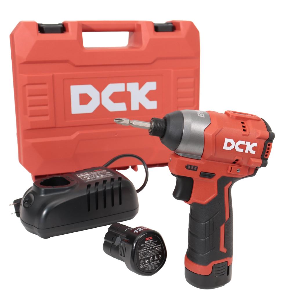 DCK 12V Cordless Impact Driver Full Set Two Batteries 3A Charger and KDPL04-8(EK) (Includes 2.0Ah LB1220-1, FFCL12-4, Case)