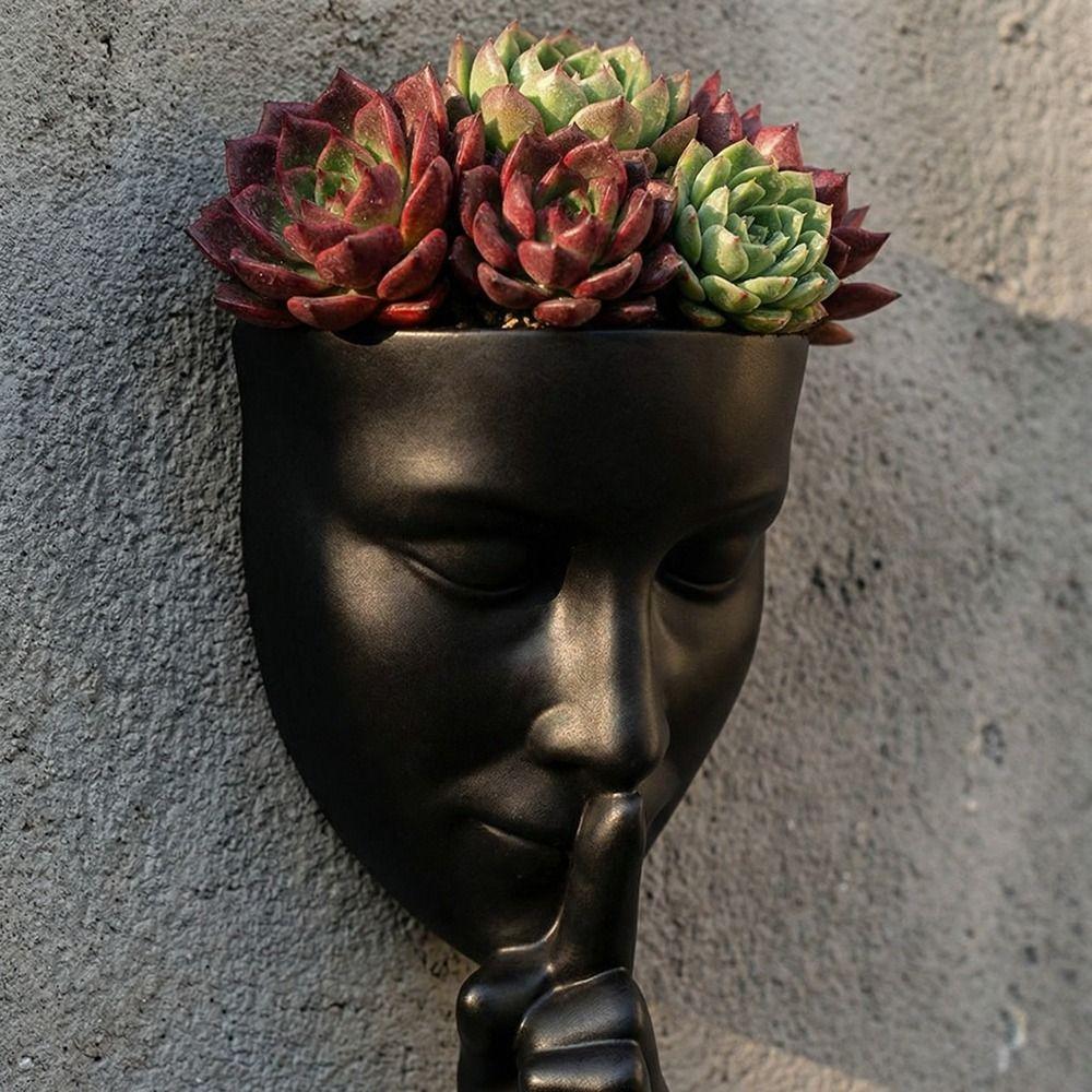 Bohemian Style Decorative Vases Silent Human Face Artistic Face Planter Hanging Planter  Bedroom