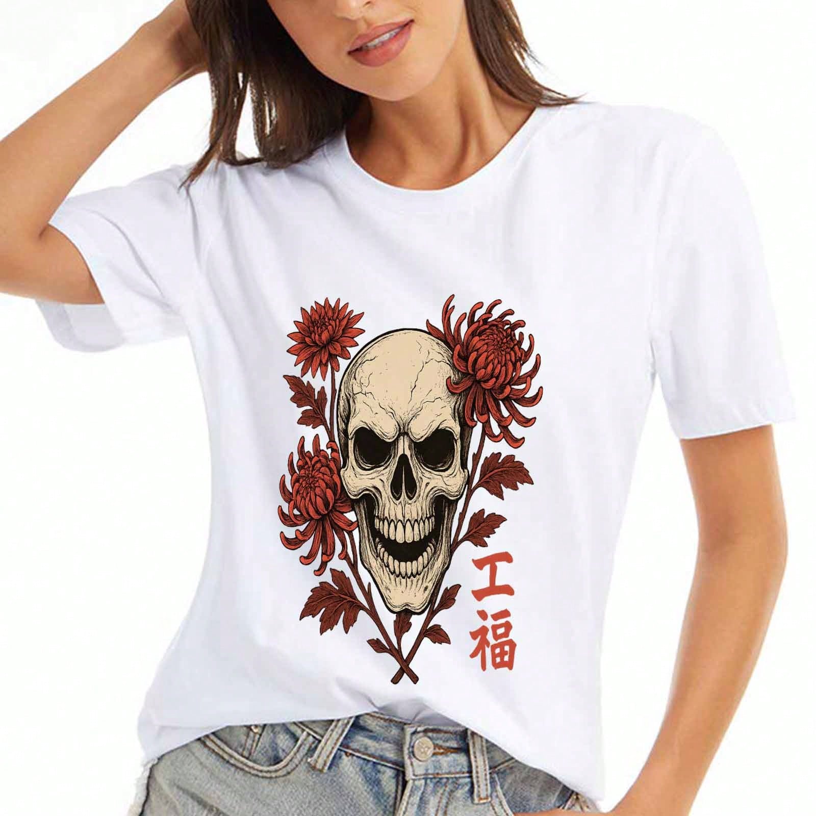 Skull Mortality Hints Wounisex s Cotton T Shirt, Pure Cotton Premium Printing, Durable, Casual And Fashionable. Express Your Unique Style With This Am S разноцветный