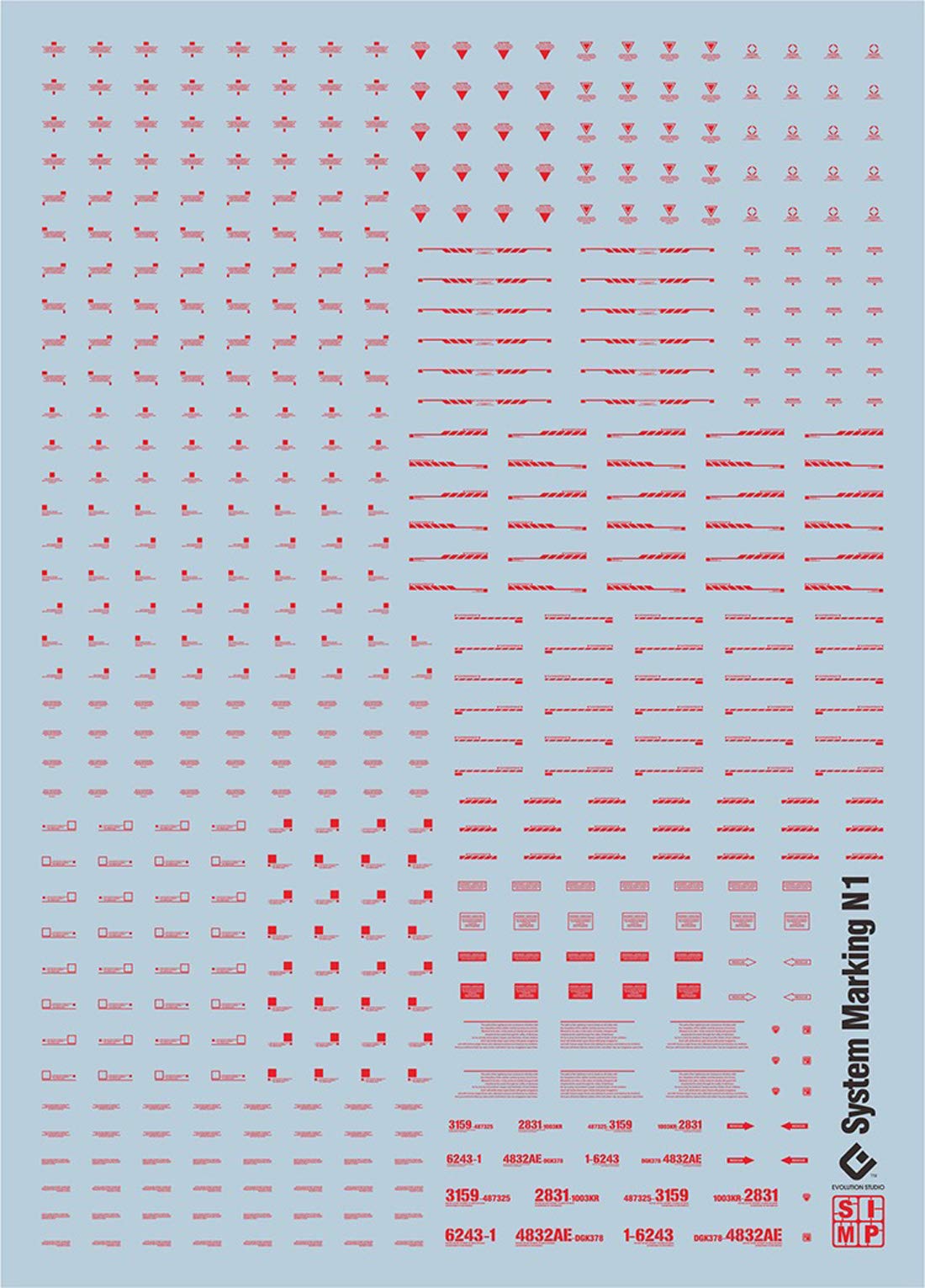 

caution decals for detailing HiRM and MS Water-transferable HG, RG, EG, MG, PG, RE, robots, (N2, Red)