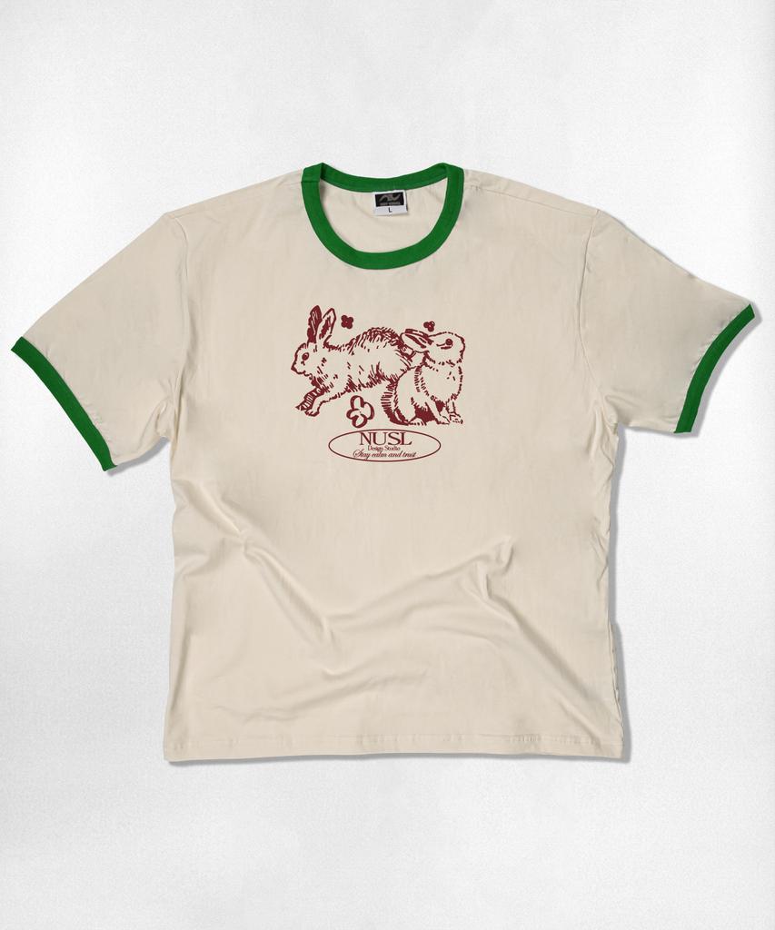 Nasyujeueol Drawing Rabbit Ringer Short Sleeve T-Shirt 4 Colors