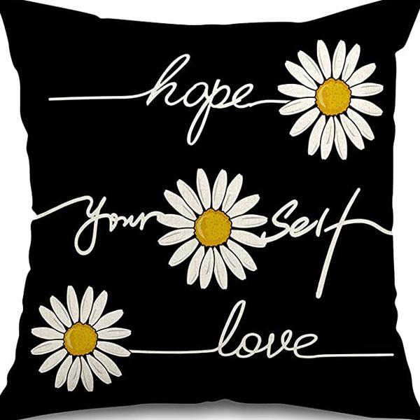 Year Daisy Flower Linen Pillow Case Home Decor Hydrangea Sofa Pillow Cushion