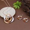 New enamel color hollow rose earrings pendant set women's fashion high-end rose necklace