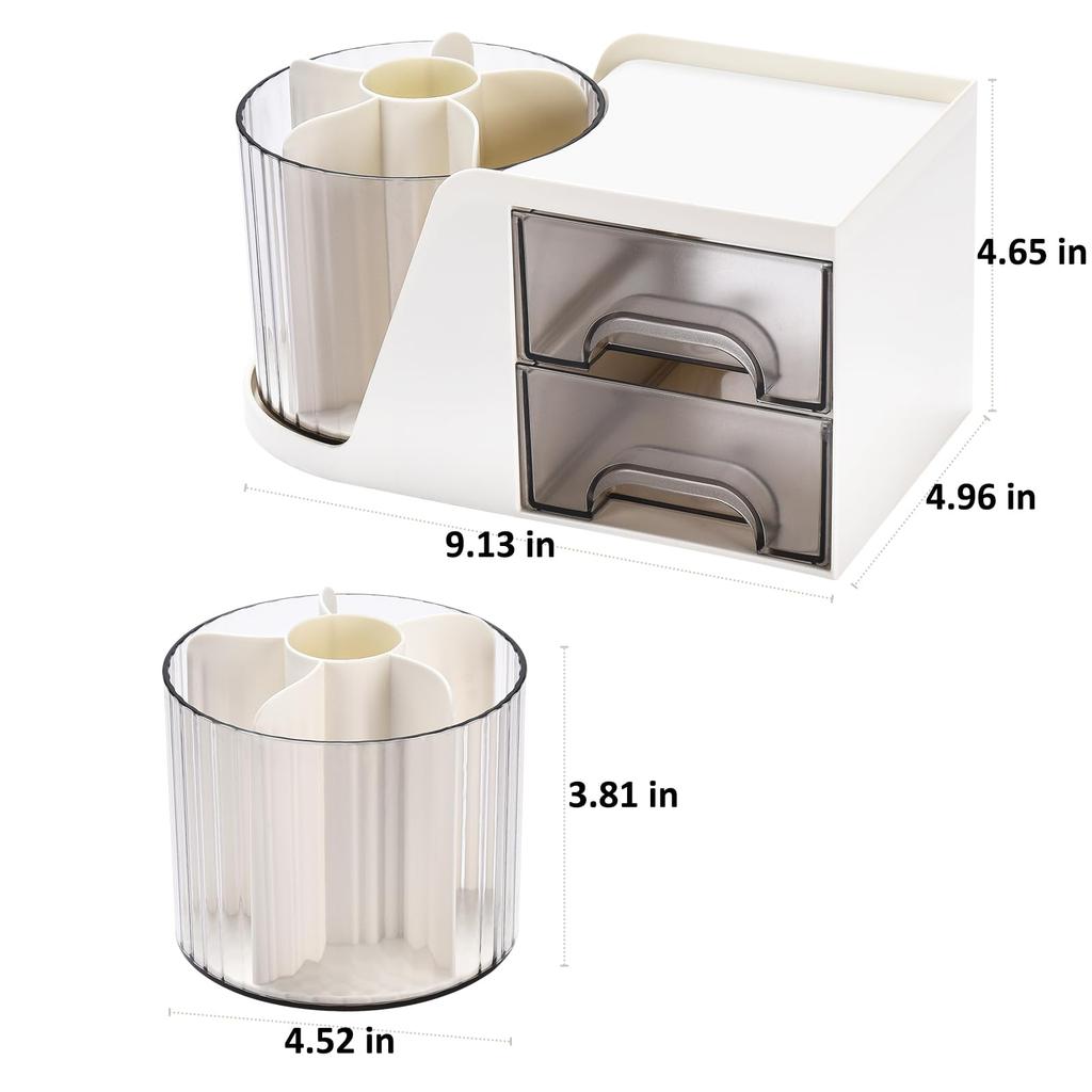 1pc Desk Organizer with 2 Drawer, Rotating Pen Holder for Desk, Desk Organizers and Accessories for Office Home Art Supplies