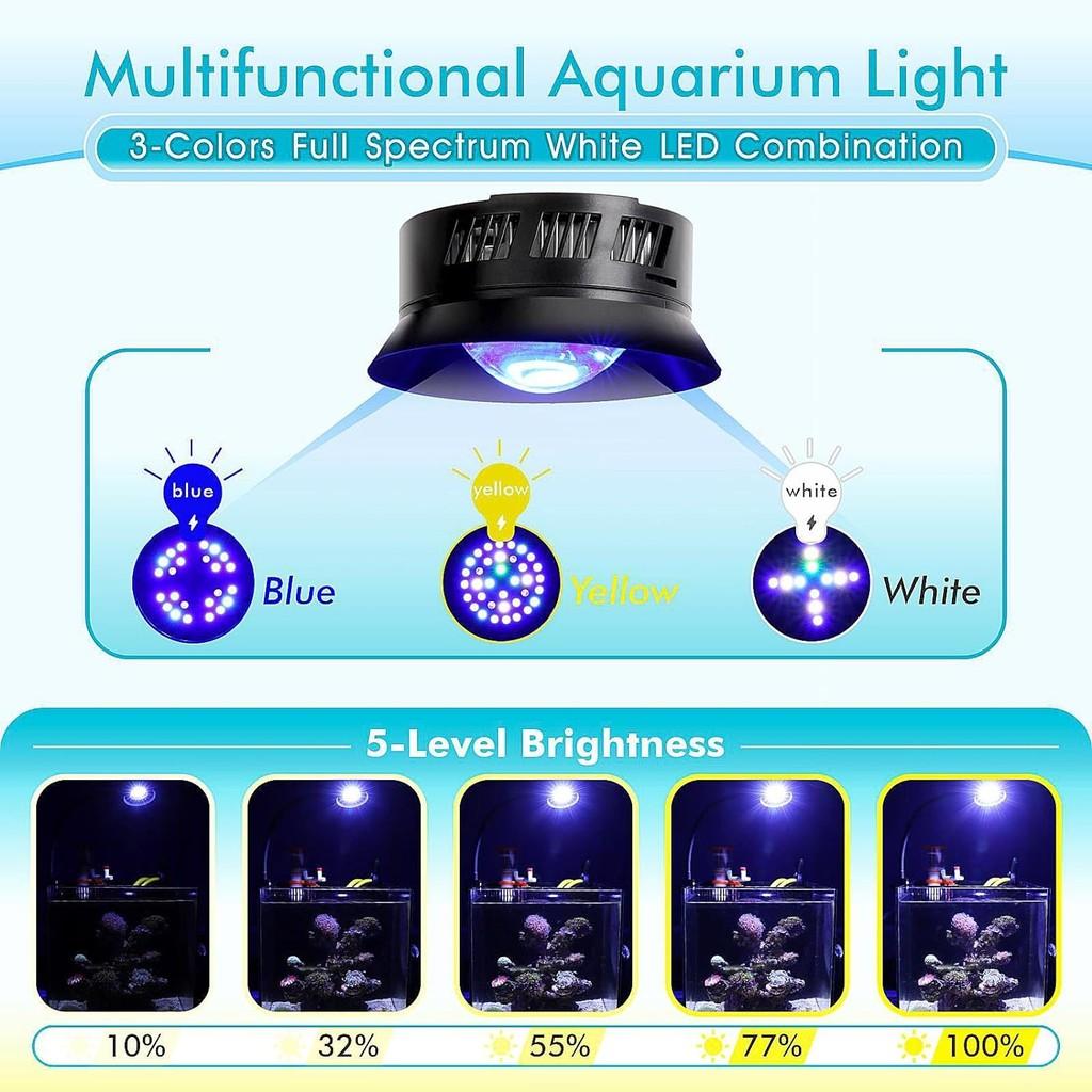 30W Aquarium LED Reef Light Dimmable Full Spectrum Marine Fish Tank Light Saltwater Nano Aquarium LPS SPS Lighting System