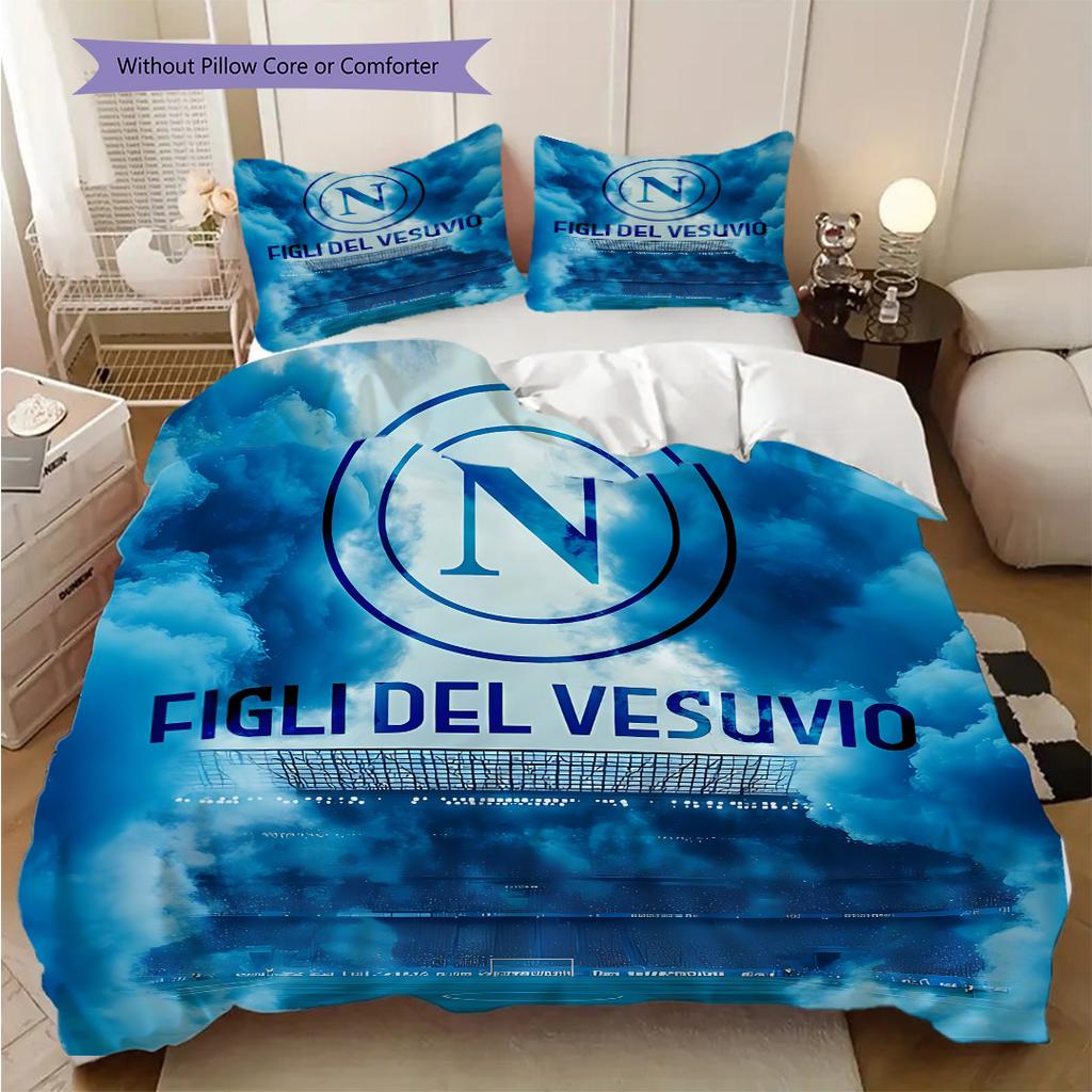 Set Copripiumino Trapuntato con Fantasia SSC Napoli Federa Decorazione per la Casa Regalo di Compleanno (1 * copripiumino + 2 * federa, senza nucleo)