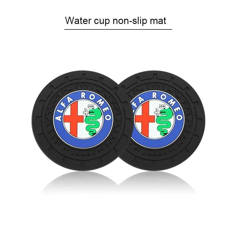 Hub Caps 2pcs Car Auto Cup Holder Anti Slip Insert Coasters Pads For Alfa Romeo 159 Giulietta Giulia 147 Mito 156 Stelvio Volant ze3