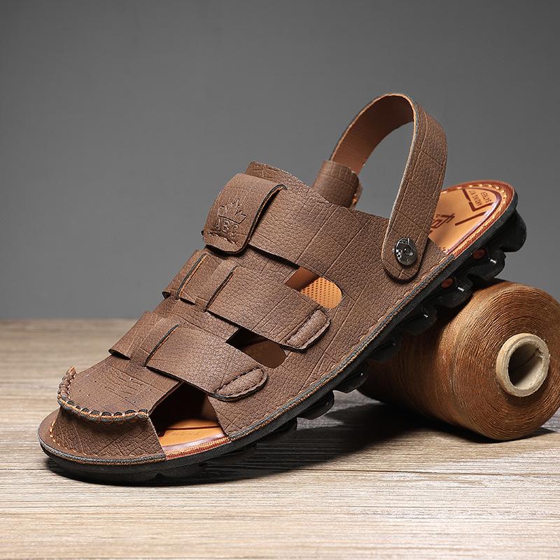 Men's Breathable Cross-Strap Closed-Toe Roman Beach Sandals