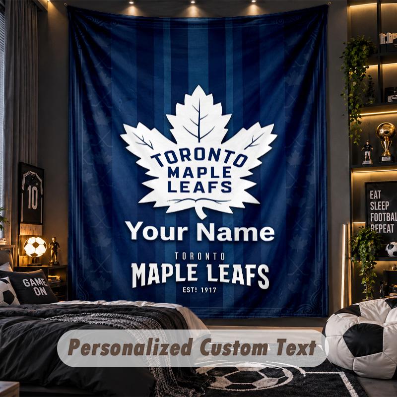 TapestryToronto Maple Leafs Custom Name Text Personalized Wall Hanging Tapestry Home Wall Decor