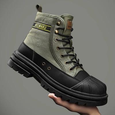 Men's Ankle Boots Fashion High-top Sneakers for Men Breathable Canvas Casual Boots Non Slip Combat Hiking Boots Botas Masculinas