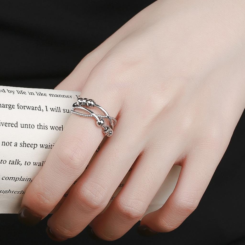 Inel Adjustable Stress Relief Ring, Anti-Anxiety Fidget Toy for Adults & Kids, Spinner Ring with Size Adjustment, Stainless Steel