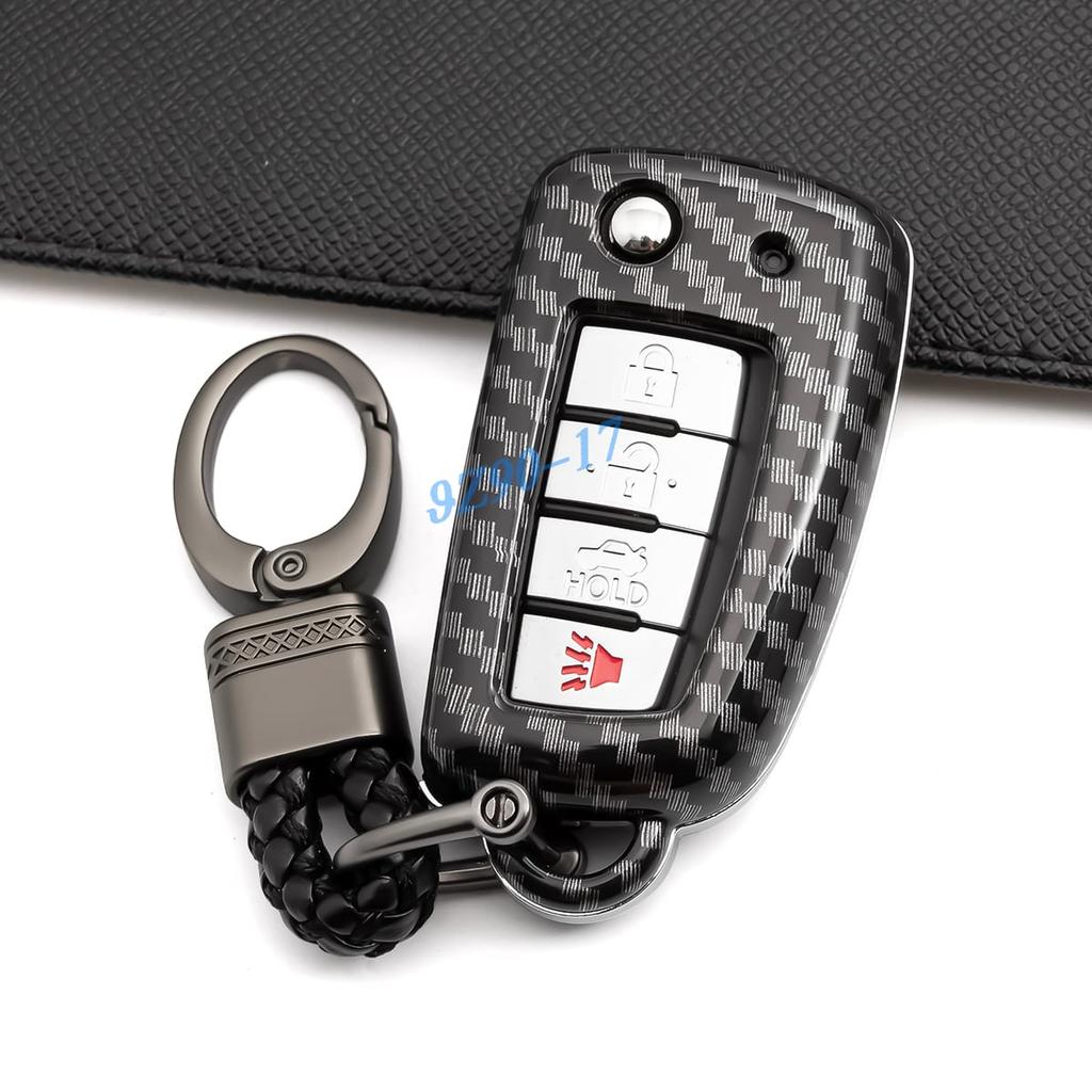 Abs Carbon Fiber Car Smart Key Cover Case Keychain For Nissan Rogue Sport Qashqai J11 X-Trail T32 Kicks Juke