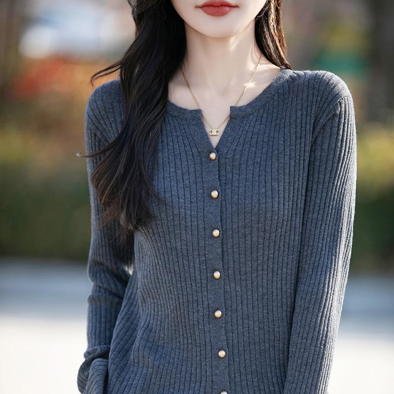 Women's Lightweight 50% Wool 50% Mulberry Silk Cardigan - 4-Season Versatile Knitwear for All-Year Comfort & Style