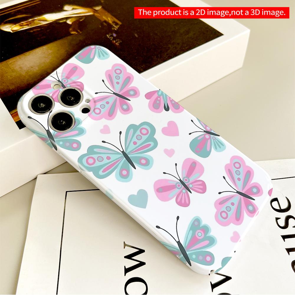 Pastel Butterflies & Hearts Phone Case All inclusive film hard phone case, compatible with iPhone 18 Pro Max 17 16 15 14 13 12 11