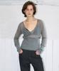 MILLO WOMEN Sheer Deep V-Neck Knit [Gray]