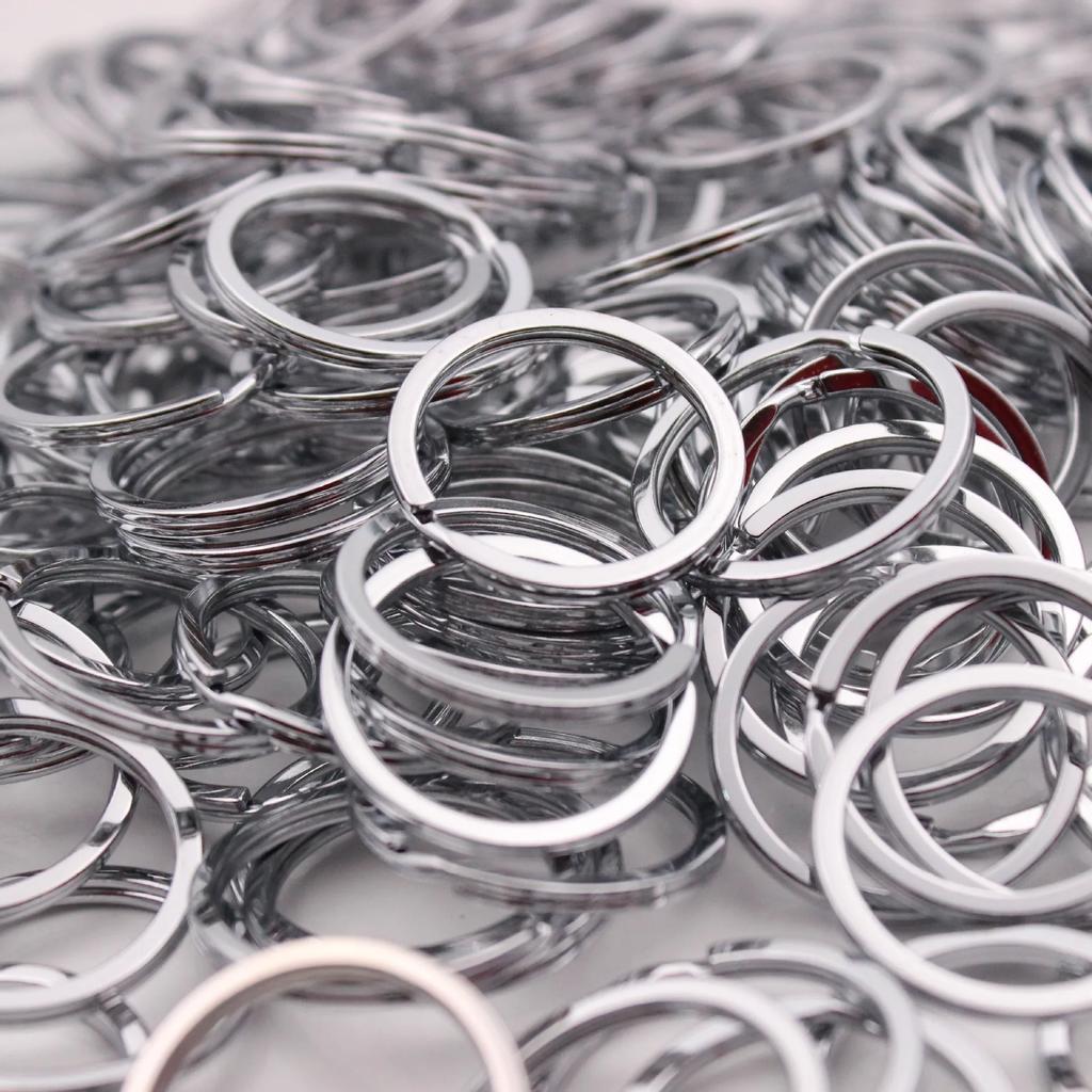 10/100pcs Stainless Steel Key Rings Polished Silver Round Flat Wire Split Key Ring For Jewellery Making Car Keyring DIY 25-35mm