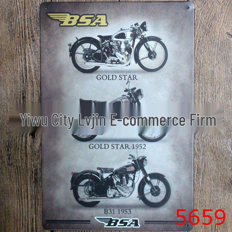 Retro Motorcycle Tin Painting for Home Decor - Frameless Wall Art for Bar or Hotel