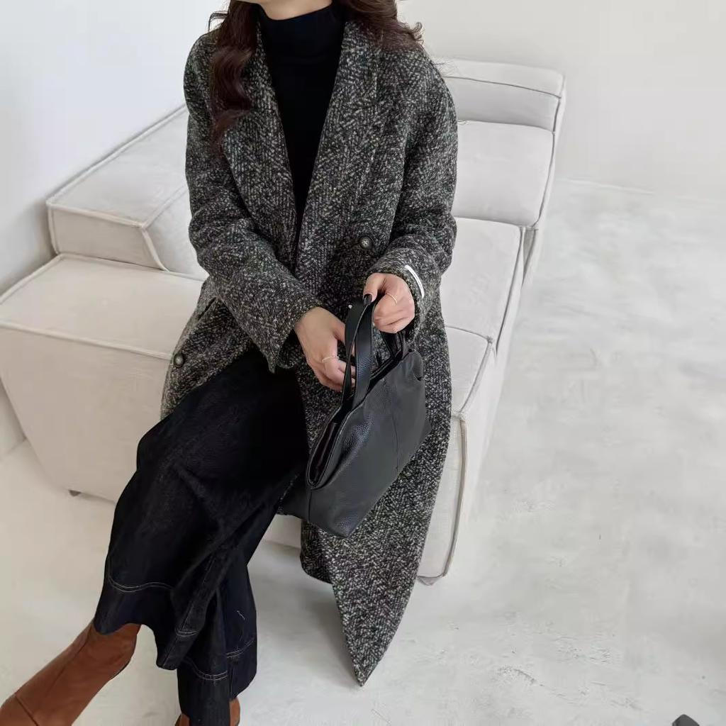 Autumn and winter new double-sided cashmere coat design sense advanced sense long fashion temperament wool woolen coat women