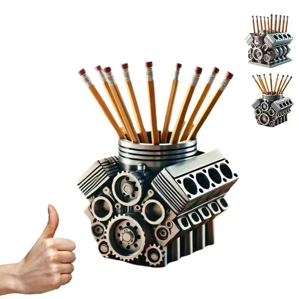 Pen Holder V8 Car Engine Pen Holder Creative Desktop Office Stationery Organizer for Home Office Decor Desktop Ornament