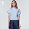 HAZZYS Women's PHIZ Series Dropped Shoulder Short Sleeve Cotton Shirt