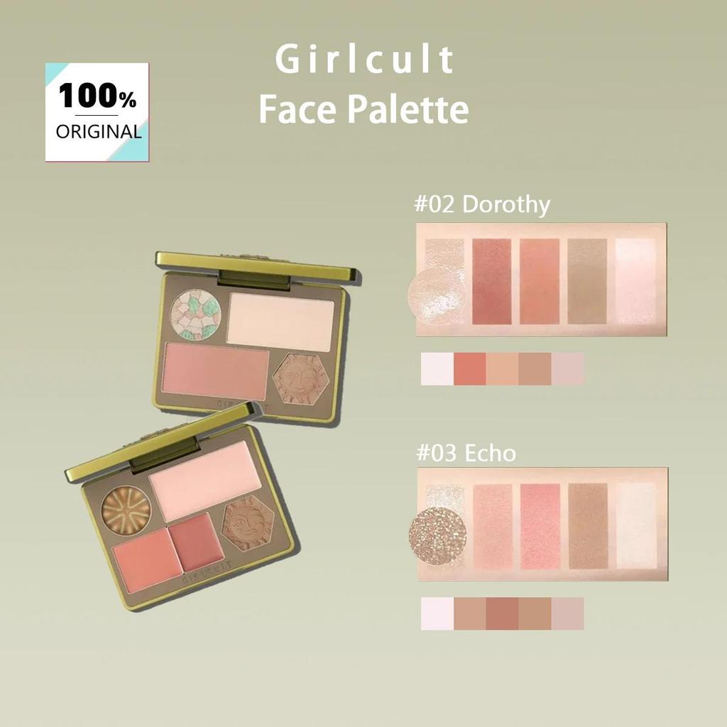 Girlcult Face Palette(02 03),Smooth Powder,Fine-Milled,Minimal Fallout,Highly Pigmented,All-in-One Face Makeup,Beginner-Friendly