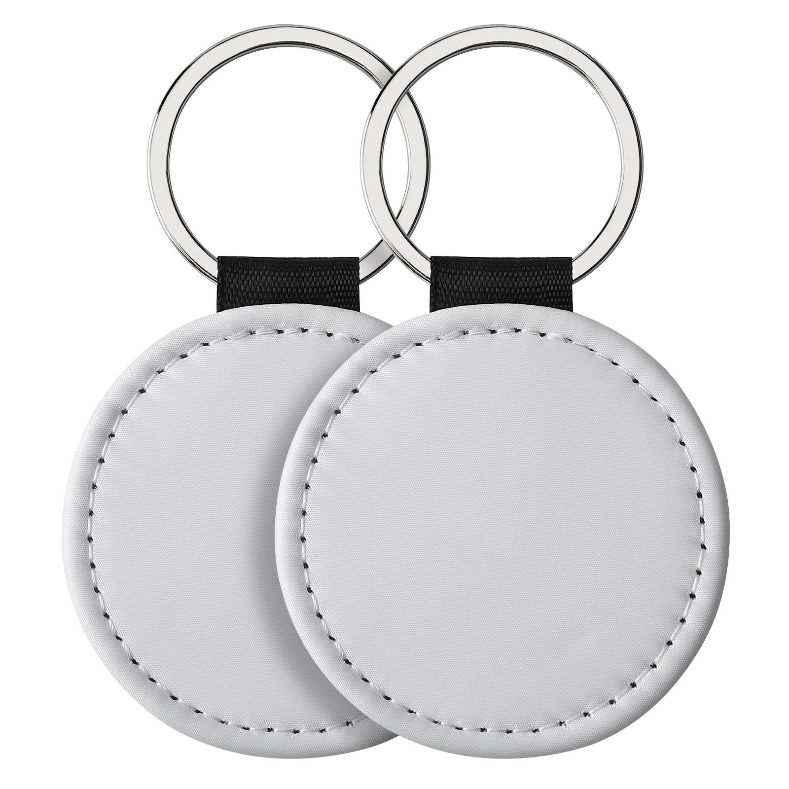 

Custom Logo Keyring Print Text Name Family Pet Photos Cartoon Key Ring Chain Personalize Pu Leather Keychain Pendant White Gift Custom One-sided