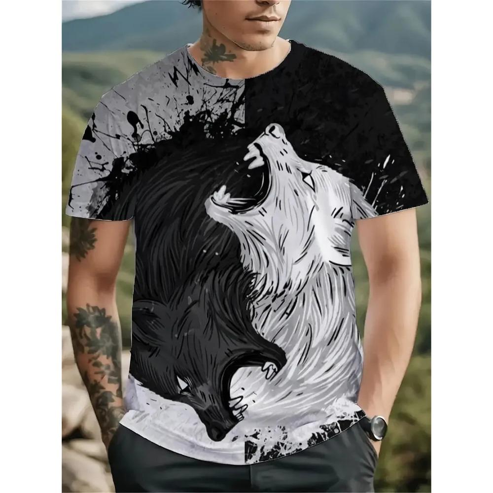 

Summer Fashionable Comfortable Breathable Casual Animal 3D Printed Color T-shirt Pattern Loose Comfortable Large Size Fashion O-neck Men s T-shirt S