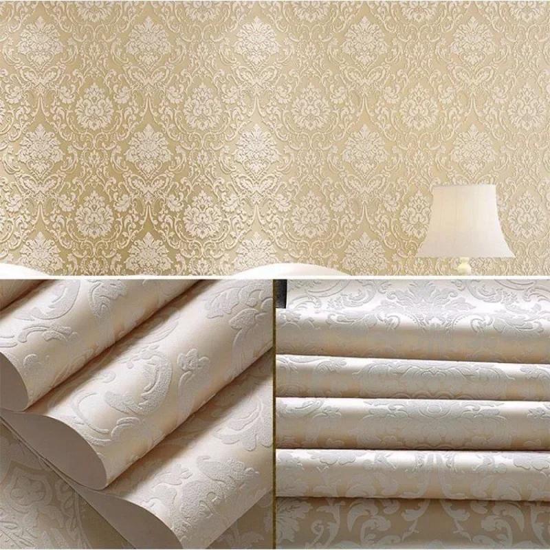 Self Adhesive White Embossed Damask Wallpaper Peel and Stick Plain Solid Color Damask Wall Paper for Bedroom Living Room Decor