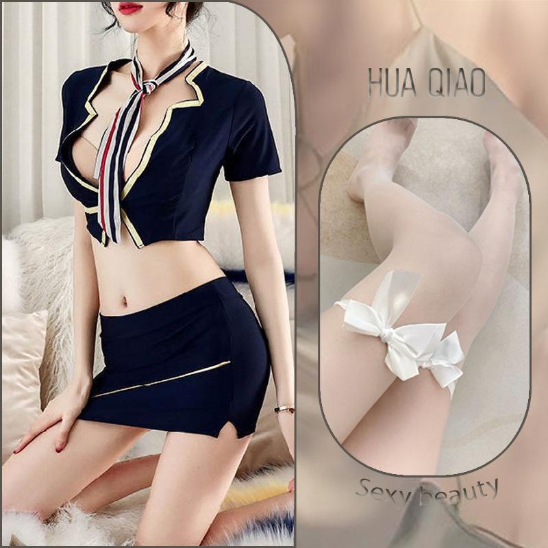 Sexy lingerie women's sexy hip skirt stewardess uniform exposed breasts seduction secretary suit flirting lingerie women