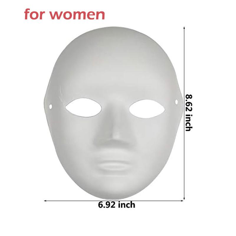 5 Pcs Diy Full Face Craft Masks Blank White Paintable Paper Mache Mask For Masquerade Cosplay Halloween Mardi Gras Party Prop