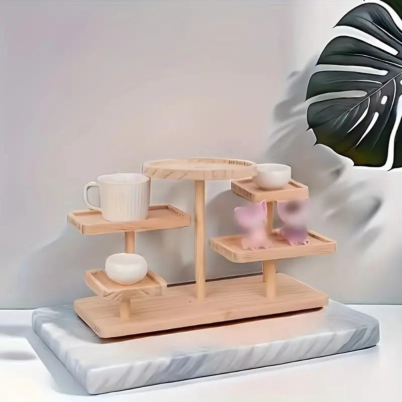 Vielseitiges Leiterregal aus Holz, mehrstufiges Display-Lagerregal, Schmuckständer aus Massivholz, Aufbewahrungsregal für Kosmetikpuppen