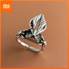 925 Sterling Silver Rings for Women Couple Minimalist Handmade Simple Wide Retro Rabbit Ring Fine Jewelry Gift Prevent Allergy