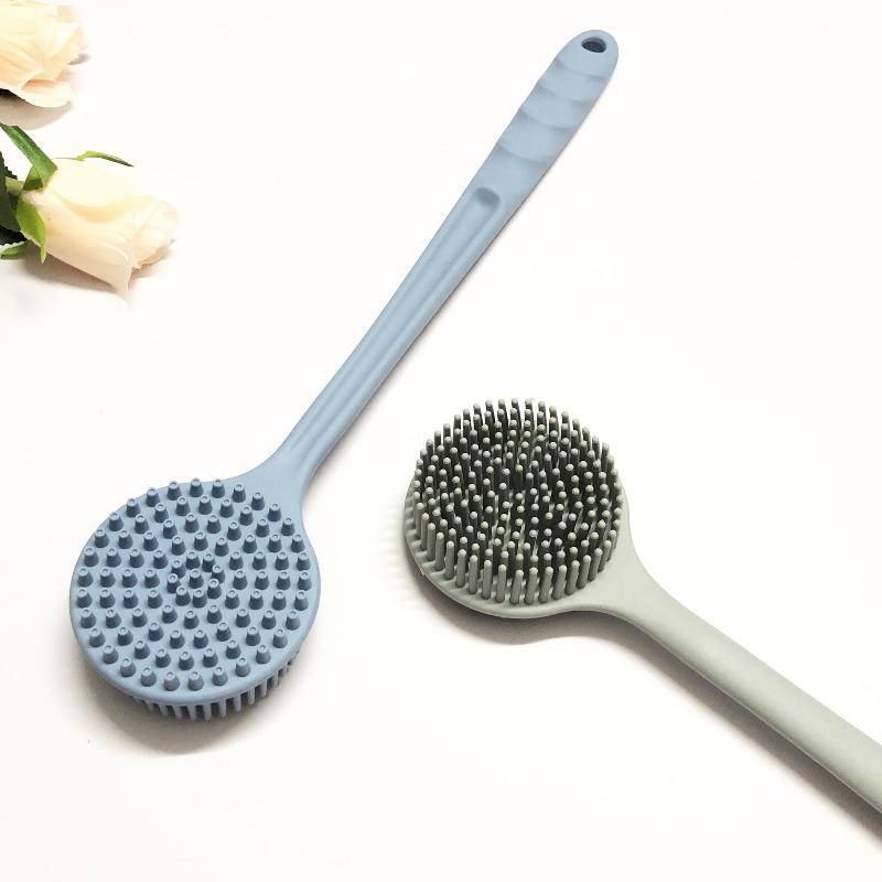 Soft Silicone Body Scrubber Back Brush Bath Shower Brush with Handle Exfoliating Back Scrub Skin Massager Body Care Bath Supplie