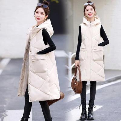 Gilet da donna autunnale e invernale coreano temperamento piumino cotone sezione lunga senza maniche giacca calda