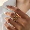 Wind Hollow Flower Sun Titanium Steel K Gold Ring Women's Hip Hop Niche Open Index Finger Ring New