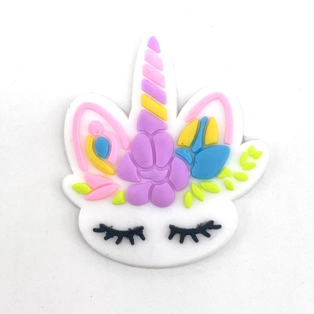 Cute Cartoon Unicorn Flower Clog Buckles - Removable & Soft Rubber Garden Shoe Decorations