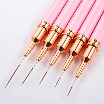 7/9/11/15/20mm Nail Art Liner Brush DIY Tekenlijnen Streep Bloem Schilderpen Roze