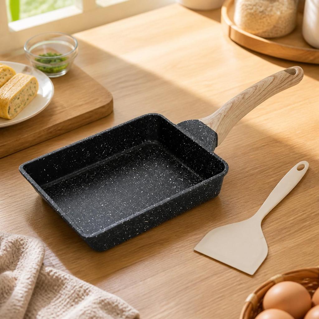 Padella Giapponese per Uova Arrotolate con Distribuzione Uniforme del Calore Rettangolare Frittura Arrotolata Non